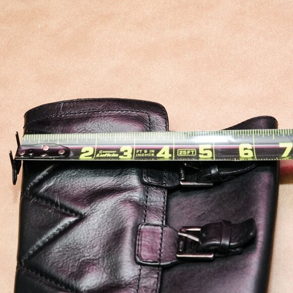 Ralph Lauren Women Vintage Retro 90s Black Leather Moto Biker Strap Boots sz 8 - Picture 6 of 9